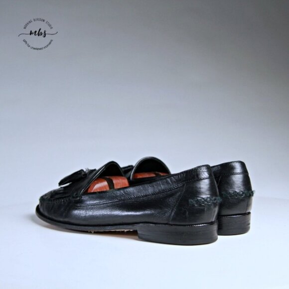 Cole Haan Weave  Leather Tasseled Loafers Black Men 8.5* - Picture 5 of 15